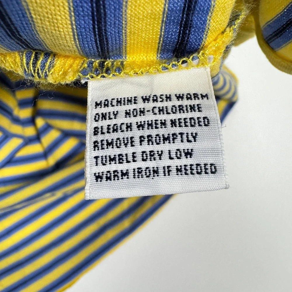 Polo Golf Ralph Lauren Mens L Yellow Blue Striped Pima Cotton Golf Polo Shirt